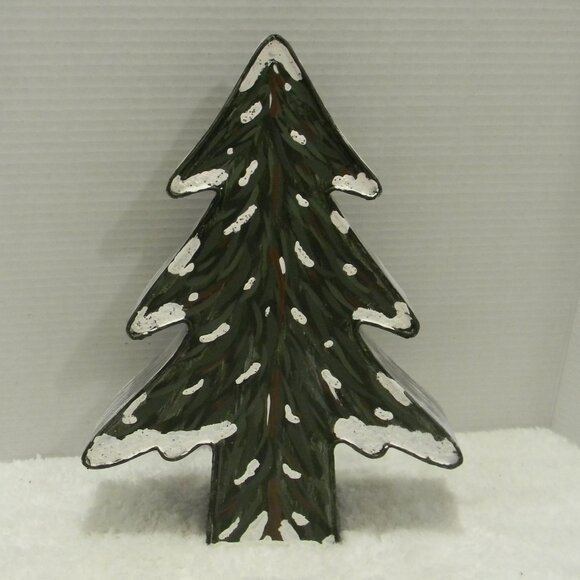 Hand Painted Reversable Christmas Tree Decor Lightweight Mantle Tabletop Decor - Picture 1 of 5